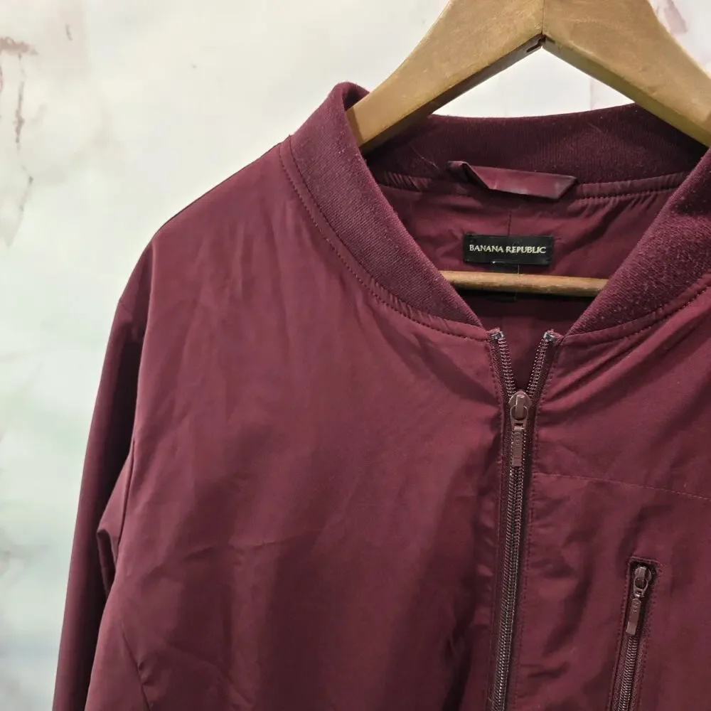 Banana Republic Jacket Mens XL Red Bomber Full Zip Shop Mechanic Cranberry